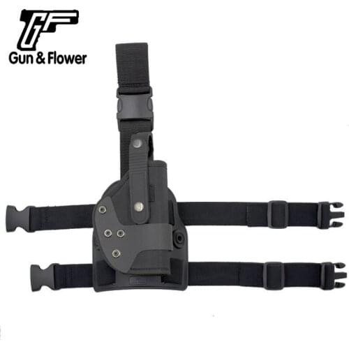 Gunflower Tactical Nylon Gun Holster Pistol Holder with Drop Leg Platform Open Muzzle Gun Case Pouch Platform