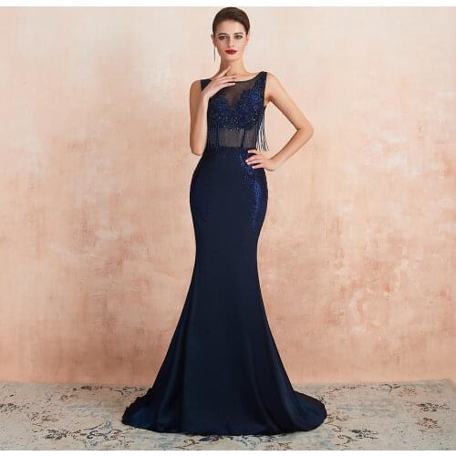 YOUXI Robe de Soiree Evening Dress 2020 Sexy Backless Beading Tassel Long Prom Formal Mermaid Party Gown Abendkleider Lang