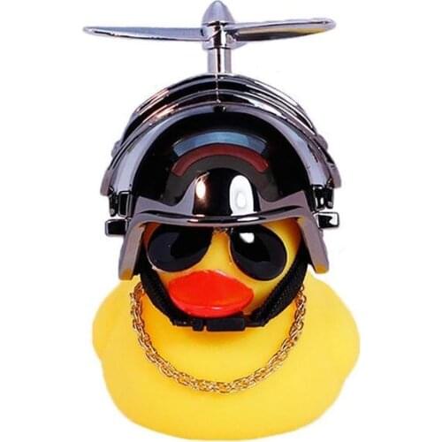 Car decoration small yellow duck three-level head bamboo dragonfly broken wind duck innovative design hard hat eating chicken