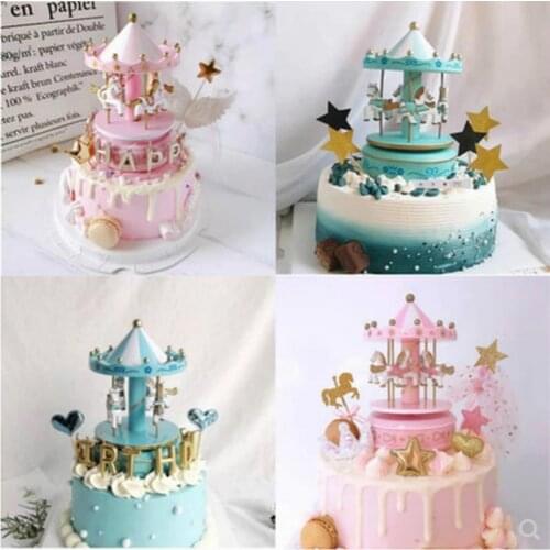 Cake Decoration Carousel Music Box Ferris Wheel Childrens Birthday Gift Holiday Decoration Accessories cake decorating tools