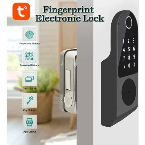 Outdoor Fingerprint Rim Lock Smart Card Digital Code Electronic Door Lock For Home Security Lock Work With Gateway Wifi Alexa