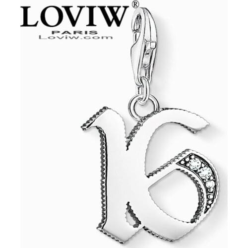 Vintage Number 16 Charms Pendant,Jewelry silver-plate Trendy Lucky Gift For Men Women Fit Bracelet Bag 2021 New