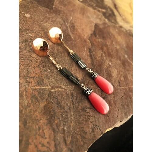 Dr Stone Natural Stone Women 'S Cat 'S Eye Stone Rose Gold Plated Earrings KR 439800213