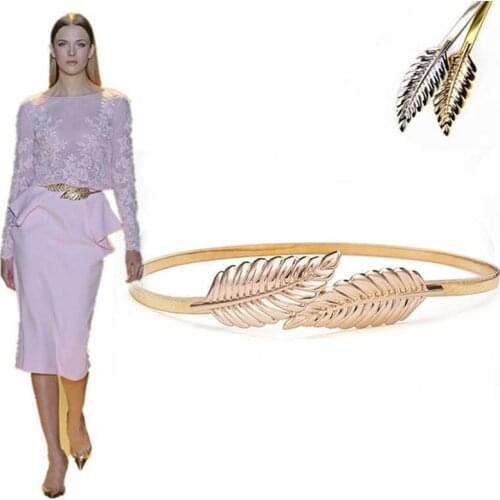 Women Waistband Fashion trendy Waist Elastic Strap Stretch Cummerbund Leaves Belt