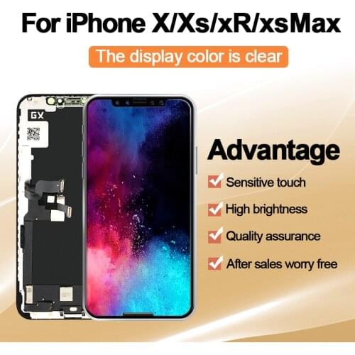 GX OEM Display For iPhone X XR XS Max OLED Screen Replacement For iPhone 11 Pro Max LCD True Tone No Dead Pixel