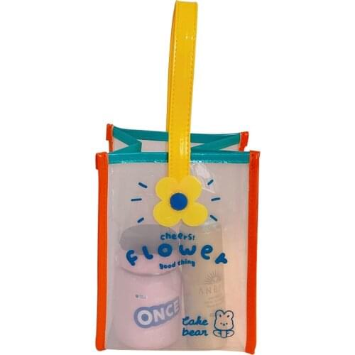 1pc Flower Pencil Bag Cute PVC Soft Portable Stationery File Bag Stationery Pencil Book Bags Case Cute Lunch Bag