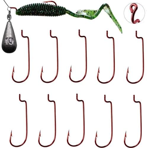 10pcs Fishing Offset Hook Carbon Steel Narrow Crank fishhook Barbed Hook Soft Worm lure fishing accessories