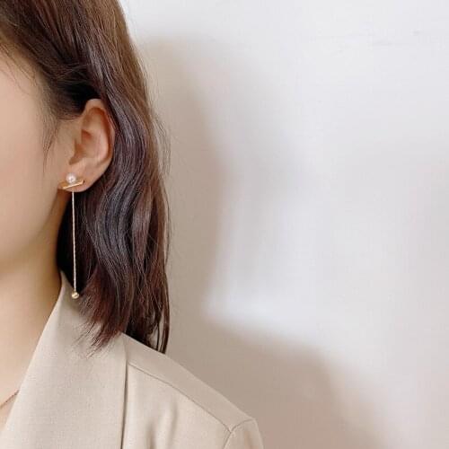 2 Pcs/Set Women Earrings Set Fashion Pearl Tassel Asymmetrical Pendant Gold Earring Simple Temperament Dinner Party Jewelry