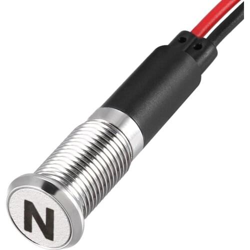 Uxcell Signal Indicator Light DC 12V 8mm Red LED Metal Shell with Symbol (Neutral) 2Pcs