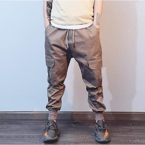 2017 Casual Plus Size Black Cargo Pants For Men Cotton Loose Baggy Harem Pants Big Side Pockets Hip Hop Pants Pantalon Homme 3XL