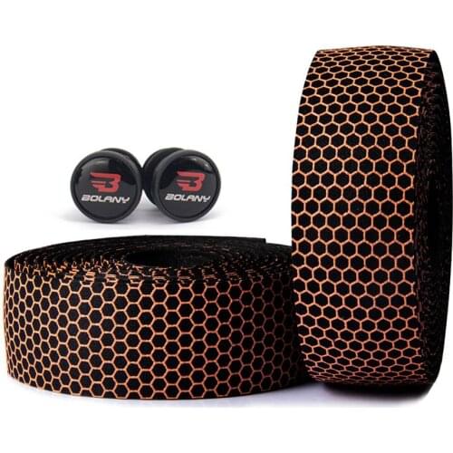 2021 HobbyLane 1 Pair of Bicycle Handlebar Tape Pu Breathable Honeycomb Curved Bike Bar Straps Cycling Accessory