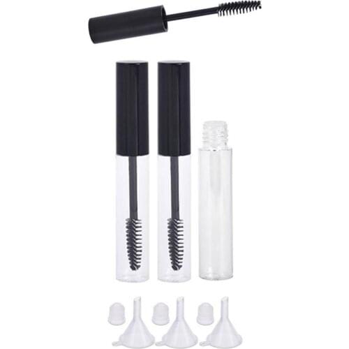 3 Sets Mascara Tube 0.34OZ DIY Empty Mascara Container with Rubber Insert Funnel Refillable Bottles For Travel Accessories
