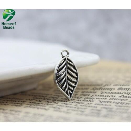 30 Pieces Tibetan Antique Silver Color Diy Metal Tree Leaf Pendants For Making Supplies 20x10mm ZA1225