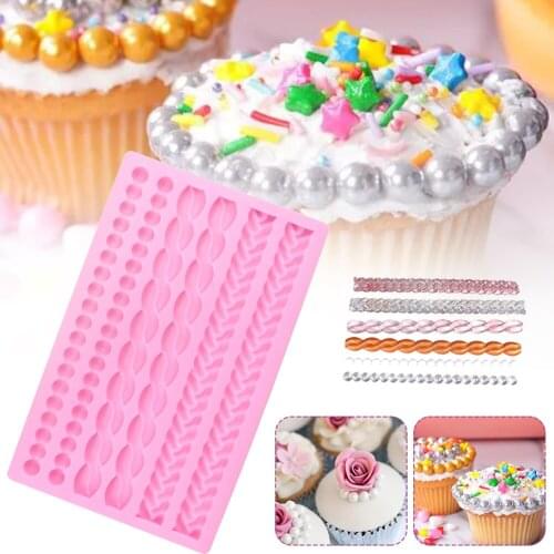 3D Knit Rope Pearl Silicone Fondant Mould Cake Border Xmas Sugar DIY Baking Mold Mousse/Chocolate Cakes Mould For Birthday Tools