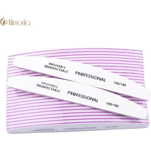 50Pcs/Pack Professional Nail File 100/180 Grit Half Moon White Sandpaper Nail Sanding Blocks Lima Buffer Manicure Accessories