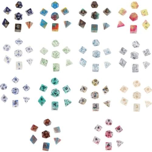 7/Set Plastic Polyhedral Dice Set for D&D Game Toy