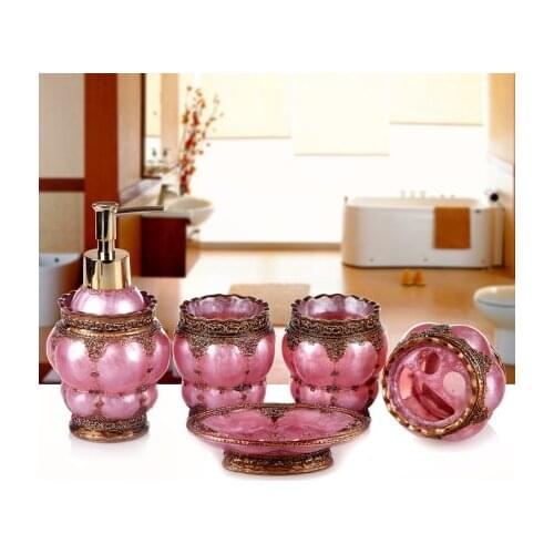 Resin Bathroom Set Of Five Pieces Fashion Bathroom Supplies Bathroom Kit For Wedding Gift At Home Accessories
