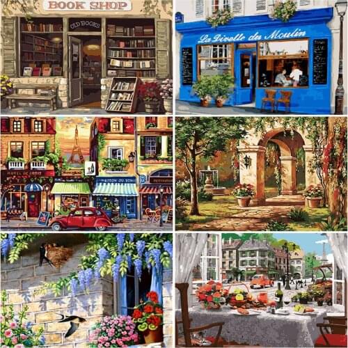 AZQSD Adult Paint By Numbers On Canvas Landscape Unframe DIY Handpainted Gift Coloring By Numbers House Home Decoration