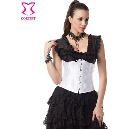 White Satin 24 Steel Boned Corset Underbust Sexy Lingerie Corselet Plus Size Corsets And Bustiers Gothic Clothing Korsett Women