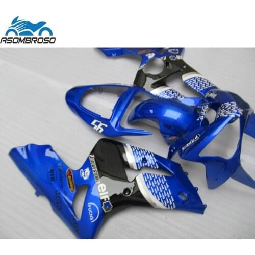 Free Customize Injection Motorcycle parts for Kawasaki Ninja ZX6R fairing kit 2003 2004 black blue fairing set zx6r 03 04 GV62