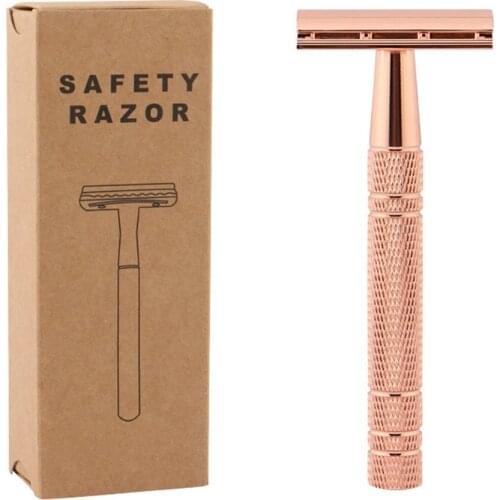 Rose Gold Razor Classic Double Edge Safety Razor For Mens Shaving& Womens Manual Metal Shaving Razor Hair Removal