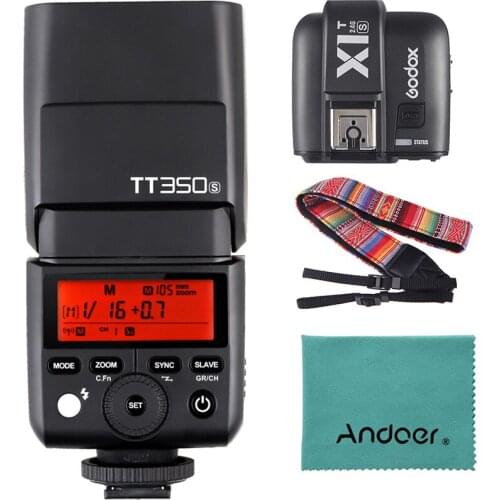 Godox TT350S Speedlite 2.4G Wireless Master & Slave 1/8000S HSS TTL Flash Speedlight for Sony + Transmiiter + Cleaning Cloth etc