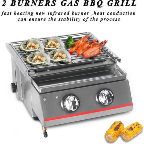 GZZT BBQ Grill 2 Burners Smokeless Spray Paint for Kebab Meat Seafood Glass Stove Shield Outdoor Grill Camping Party Stove