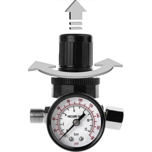 1/4\" Air Pressure Regulator Reducer 12Bar 180 PSI Spray Gun Pressure Valve Gauge