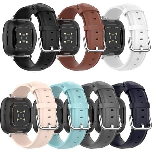 Round Tail Leather Strap Watch Band Strap for Fitbit Versa 3/Sense Smartwatch Bracelet Unisex Accessories