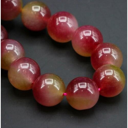 Beautiful!!Watermelon crystal chalcedony 14mm round loose beads 15" DIY stone accessories jewelry making design