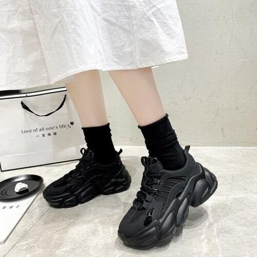 New Hot Women Fashion Lace-up Casual Sneakers 2020 Autumn Ladies Vulcanized Shoes Comfortable Breathable Black Sneakers Women