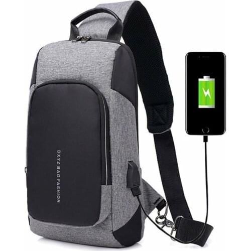 USB Charging Men Crossbody Bags Business Male Shoulder Bag Anti-theft Chest Bags