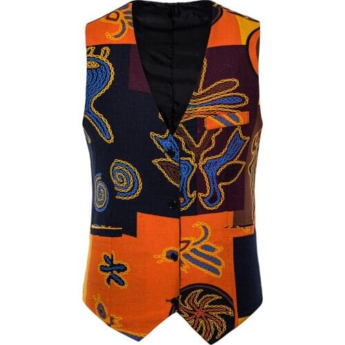 Mens National Style Casual Blazer Vests Casual Single Breasted V-neck Fashion Vest M-4XL