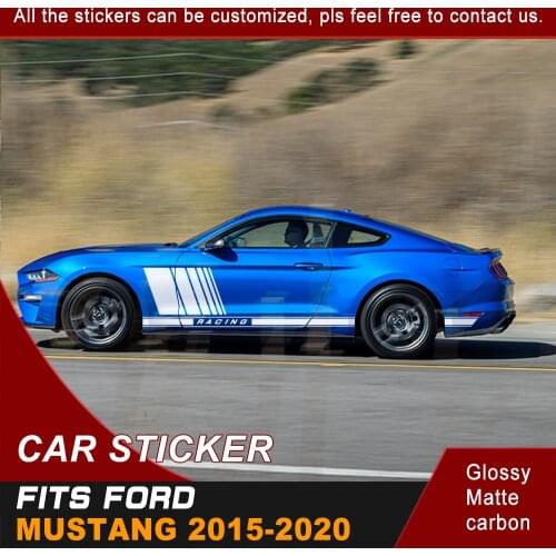 Car Decals Side Body Stripe Racing Graphic Vinyl Scratch Car Stckers Custom Fit For FORD Mustang 2015 2016 2017 2018 2019 2020