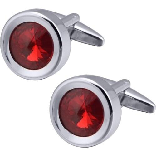 New Metal Luxury Crystal Round Cufflinks for Mens Shirt Cuff Links Fashion High Quality Wedding Cuff Link Clothing Jewelry