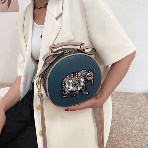 Embroidery Elephant Zippers Womens Handbags Purses 2021 NEW PU Leather Vintage Fashion Bag Women Shoulder Crossbody Bag Bags