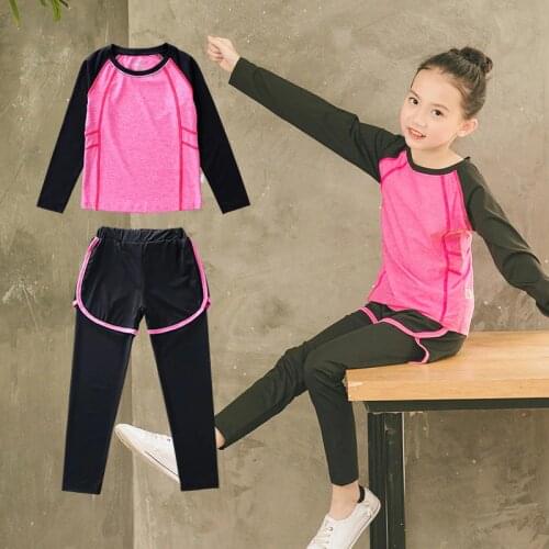 New Kids Sports Suit Baby Girls Quick-drying Running Set Yoga Gym Sportswear Kit For Children High Quality