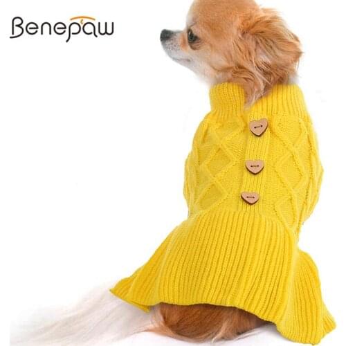 Benepaw Comfortable Small Dog Sweater Fashion Knit Dresses Female Girl Dogs Puppy Fall Winter Clothes Cute Skirt Princess Style