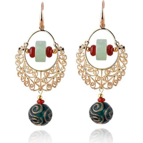 Женские золотые серьги Peacock colors China At AliExpress