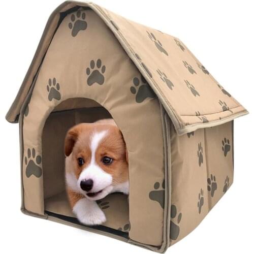 Portable Indoor Dog House Footprint & Red Brick Foldable Tent Removable Kennel Puppy Cat Nest Pet Supplies for Small Medium Dogs