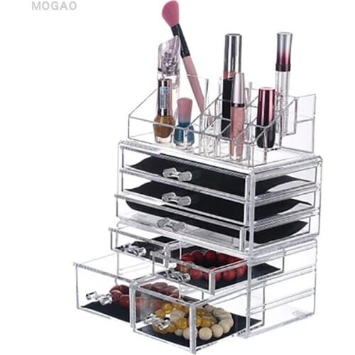 Big Capacity Clear Acrylic Makeup Organizer Desktop Cosmetic Drawer Storage Box Lipstick Holder Perfume Organizer Jewelry Box