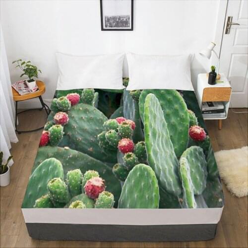 Luxury Elastic fitted sheet bed sheet With An Elastic Band Mattress Cover 150x200 Bed cover for home Nordic Cactus fruit