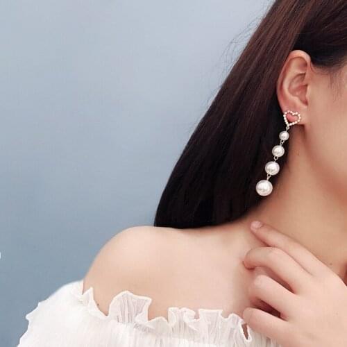 Punk Girl Earrings 2021 Fashion New Temperament Earrings Pearl Net Red Temperament Super Fairy Crystal Exaggerated Long Earrings