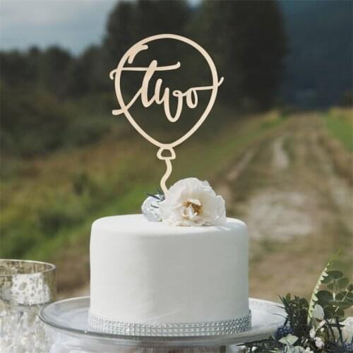Balloon Cake Topper Two Birthday Cake Topper 2nd Birthday Cake Toppers Wooden Acrylic Rose Gold Mirror