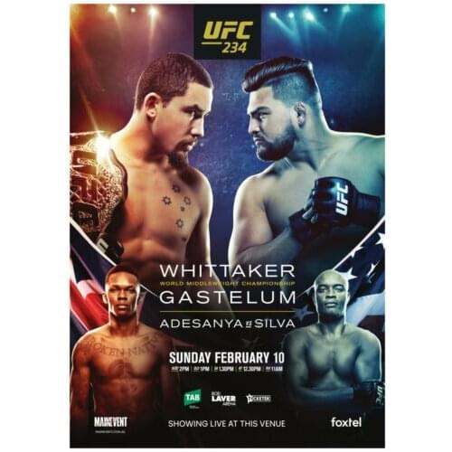 234 Fight Whittaker v Gastelum, Adesanya v Silva Art Film Print Silk Poster Home Wall Decor 24x36inch