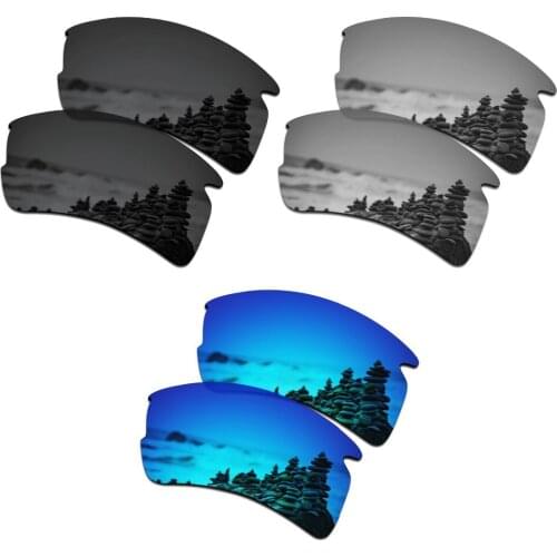 SmartVLT 3 Pairs Polarized Sunglasses Replacement Lenses for Oakley Flak 2.0 XL Stealth Black and Silver Titanium and Ice Blue