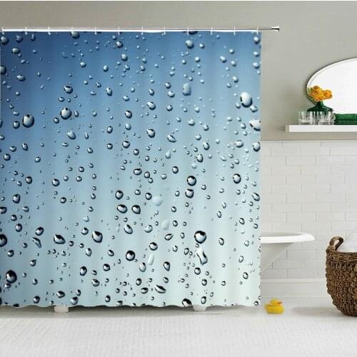 Custom Raindrop Fabric Shower Curtain bathroom With Hooks High Quality Popular Modern Polyester Waterproof Bath Curtain