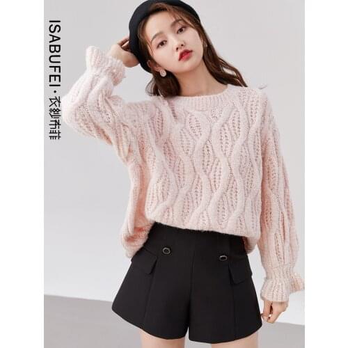Knit sweater womens spring 2021 new style trumpet sleeve wave loose lazy outer wear jacket