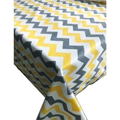 Zeren Home Yellow Gray White Zigzag Carefree Table Cloth 160x160 cm
