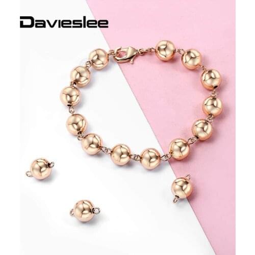 585 Rose Gold Bead Chain Bracelet for Women Lobster Clasp Wedding Elegant Jewelry Gifts Ball Chains 6/8/10mm Bracelets LCB24